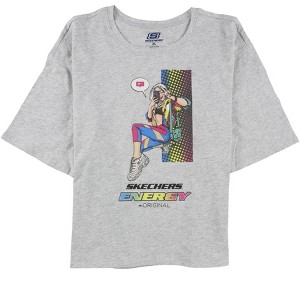 Skechers Womens Selfie Girl Graphic T-Shirt, Grey, Large - 1 of 2