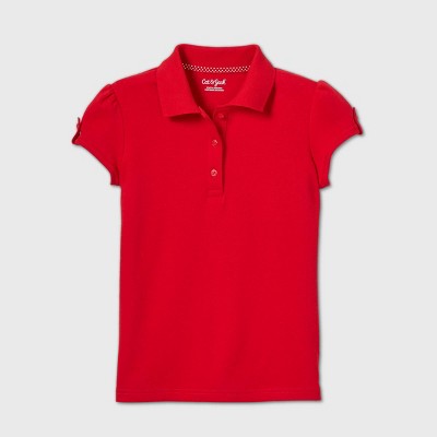 girls red polo shirt