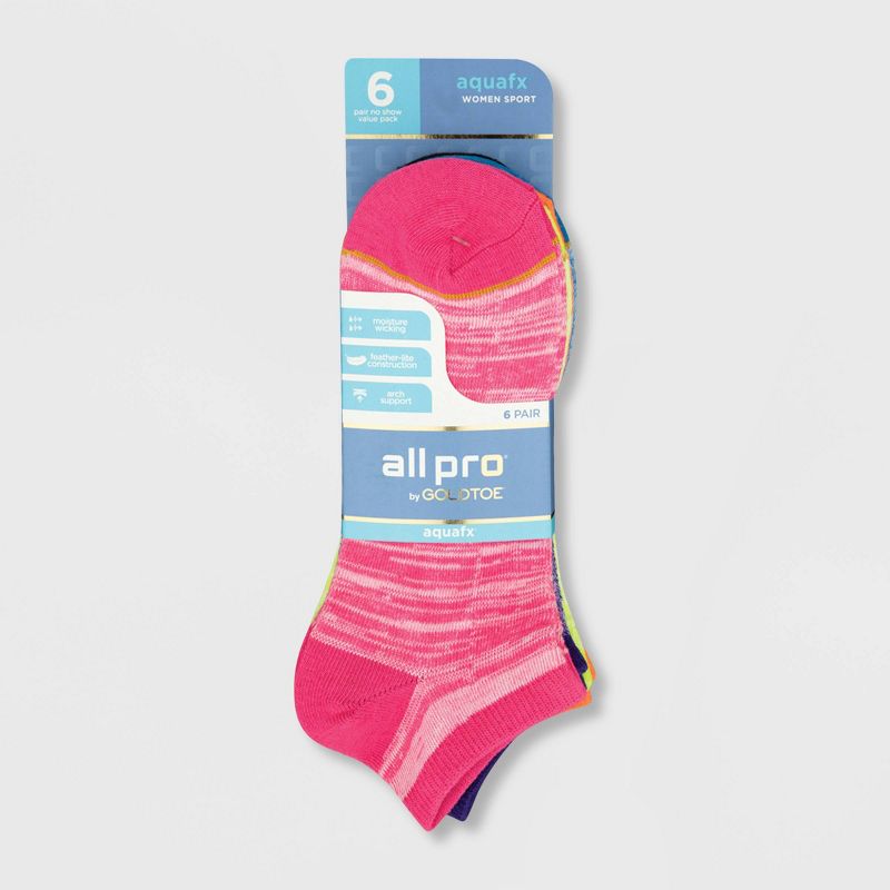 All Pro Women&#39;s Lightweight 6pk No Show Athletic Socks - Assorted Colors 4-10, 3 of 7