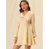 INSPIRE CHIC Women's Peter Pan Collar Long Sleeve Floral A-Line Dresses - 2 of 4