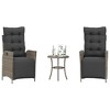 vidaXL 3 Piece Bistro Set with Cushions Gray Poly Rattan - 2 of 4
