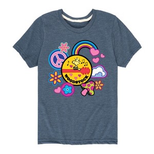 Boys' - Peanuts - Woodstock Peace And Love Flair Short Sleeve Graphic T-Shirt - 1 of 4