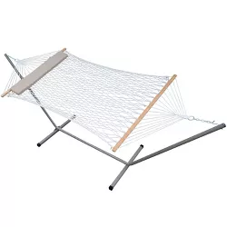 Rope Hammock with Steel Stand & Pillow - White - Algoma