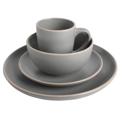 Gibson Home 32pc Stoneware Rockaway Dinnerware Set Gray: Dishware Set ...