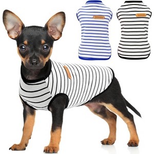 Dog Striped Shirts for Extra Small Dogs 5 Pack, Dog Pullover T-Shirts, Dog Sleeveless Striped Vests, Lightweight Puppy Kitten Tank Top Cat Tee - 1 of 4