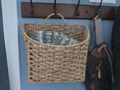 Mdesign Woven Seagrass Hanging Wall Storage Basket - Set Of 2 - Natural ...
