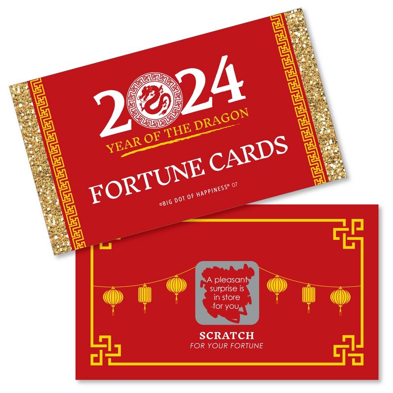 Big Dot of Happiness 2024 Year of the Dragon - Lunar New Year Game Scratch Off Fortune Cards - 22 Count, 1 of 9