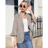 Womens 3/4 Sleeve Casual Blazer Lightweight Jacket with Ruffle Sleeve Open Front Plaid Longline Blazer Jacket Notched Lapel Womens Blazer Cardigan - 2 of 4