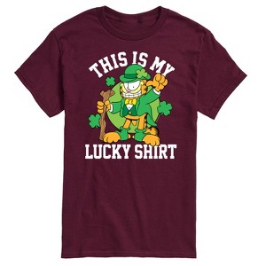 Men's - Garfield - This Is My Lucky Shirt Patrick's Day Short Sleeve Graphic T-Shirt - 1 of 4