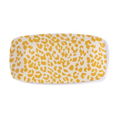 Shiraleah Ainsley Yellow Leopard Print Small Oblong Melamine Serving ...
