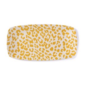 Shiraleah Ainsley Yellow Leopard Print Small Oblong Melamine Serving ...