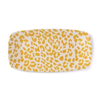 Shiraleah Ainsley Yellow Leopard Print Small Oblong Melamine Serving Platter