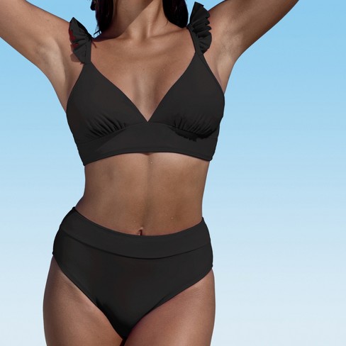 Women's Triangle Cutout Bikini Set Swimsuit- Cupshe-xl-black : Target