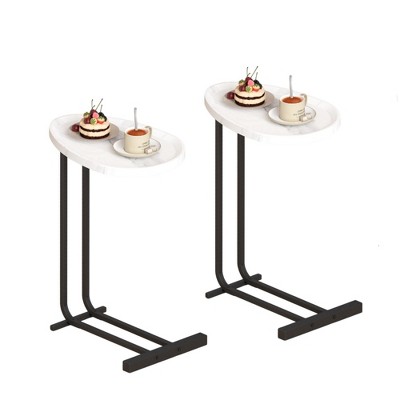 VYNXARIA C-Shaped Side Table,C Table End Table for Sofa and Bedside, Couch Side Tables,Wood C-Shaped End Table with Metal Frame Slide