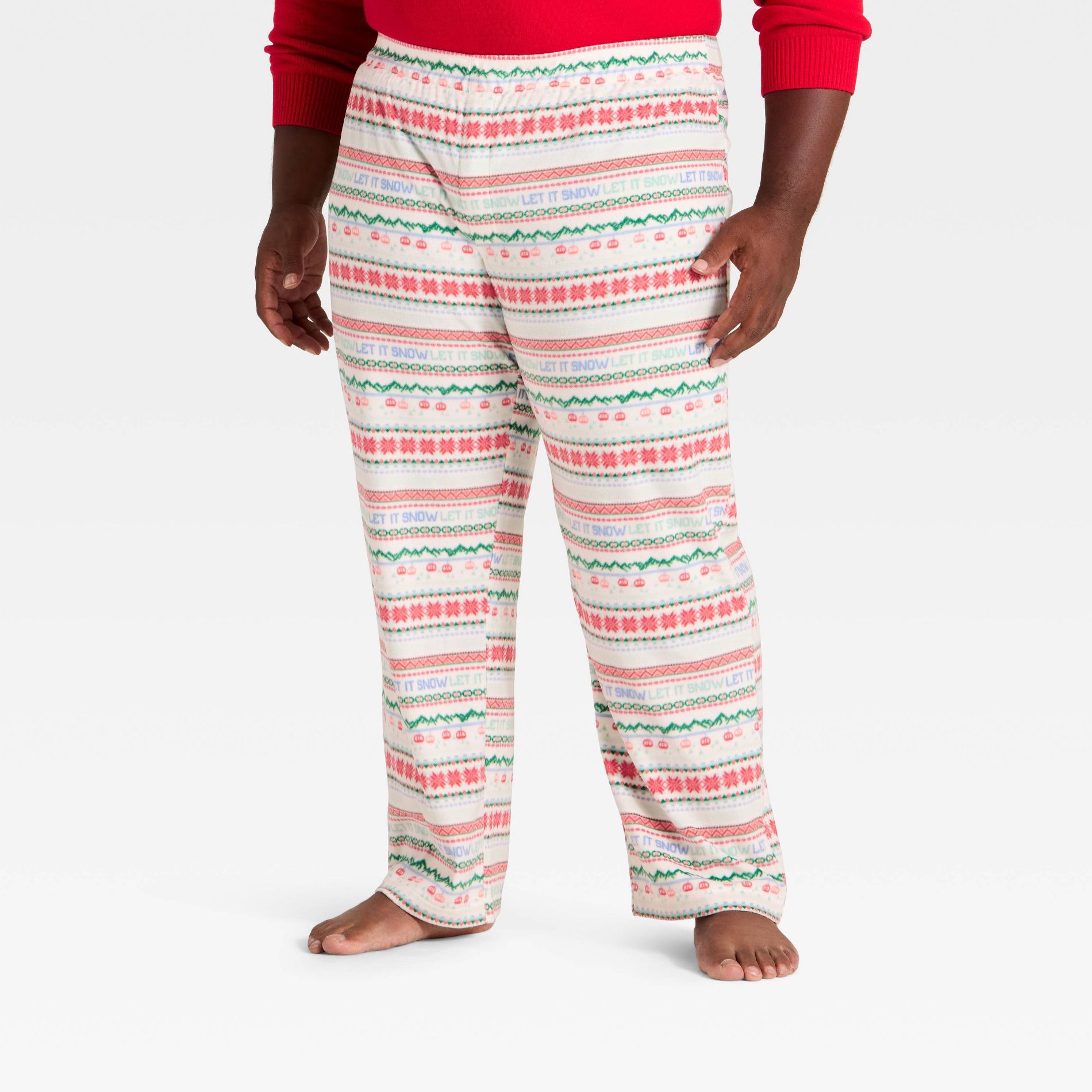 Men's "Let it Snow" Fair Isle Microfleece Holiday Matching Family Pajama Pants - Wondershop™ Cream
