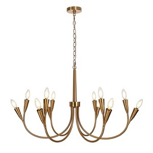 LNC Jessaes 12-Light 36.2" Candle Oversized Chandelier, Polished Gold - 1 of 4