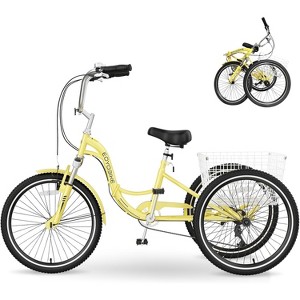 Docred Folding Tricycles, 7 Speed, 20 24 26 Inch 3 Wheel Folding Bikes with Low Step-Through, Foldable Tricycle for Outdoor travel - 1 of 4