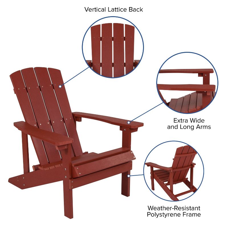 Flash Furniture Set of 4 Charlestown All-Weather Poly Resin Wood Adirondack Chairs, 4 of 12