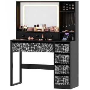 Vanity Desk with Lighted Mirror 8 Drawers Makeup Vanity Table with 3 ...
