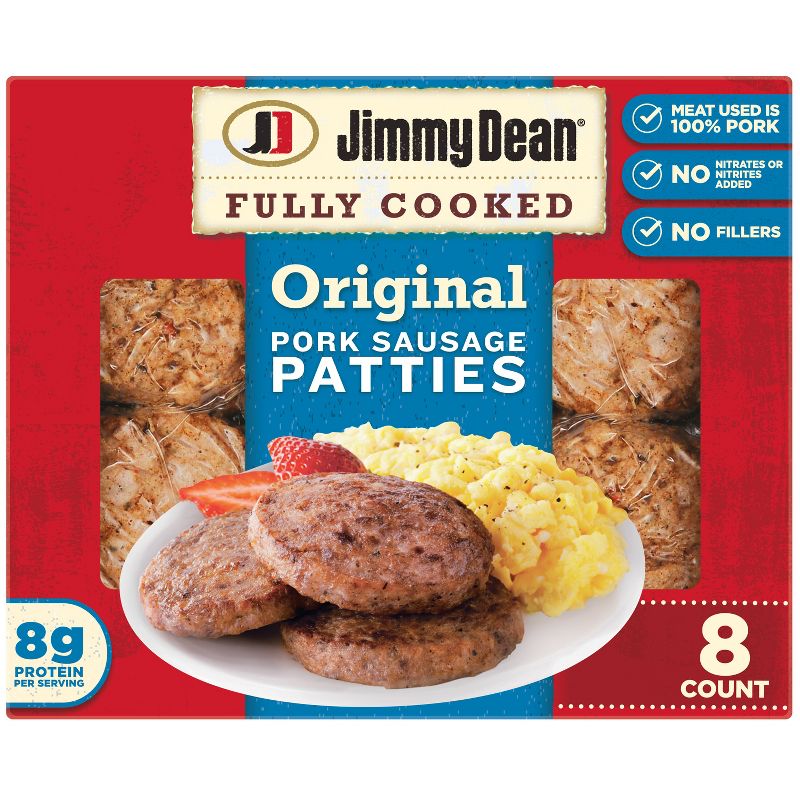 Jimmy Dean Original Fully Cooked Pork Sausage Patties - 9.6oz/8ct, 1 of 13