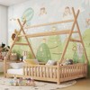 TUYOHW Twin Size Toddler Floor Bed with Fence and Roof for Kids,Modern House Montessori Bed with Light for Bedroom - 4 of 4