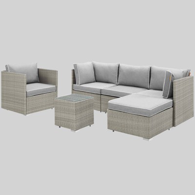 Repose 6pc Outdoor Patio Sectional Set Gray - Modway