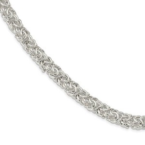 Black Bow Jewelry 6.5mm Sterling Silver Hollow Byzantine Chain Necklace, 20 Inch - 1 of 4