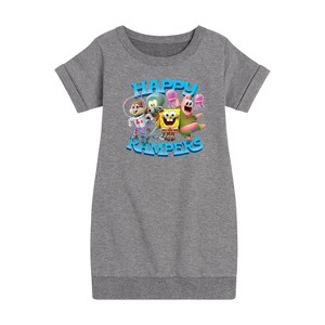 Girls' - SpongeBob SquarePants - Kamp Koral Happy Kampers Graphic Short Sleeve Fleece Dress - 1 of 4
