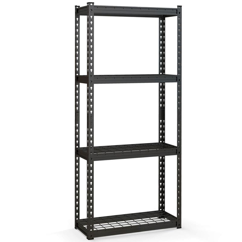 Costway 1 PCS 4-Tier Metal Shelving Unit Heavy Duty Wire Storage Rack with Anti-slip Foot Pads Black, 1 of 11