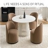 Brown Mid-Century Modern Round Velvet Dining Chair, 360 Degree Swivel Comfort Armless Makeup Vanity Side Chair - 4 of 4