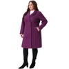 Agnes Orinda Women's Notched Lapel Double Breasted Long Pea Coats with Pocket - 3 of 4