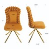 Lyngins Set of 2 Velvet Accent Chair with Gold X-Shaped Legs & Ball-Shaped Curved Back, 360° Swivel Dining Chair/Vanity Chair for Living Room - 2 of 4