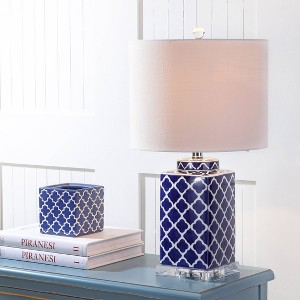 23" Clarke Chinoiserie Table Lamp (Includes LED Light Bulb) Blue - JONATHAN Y - 1 of 4