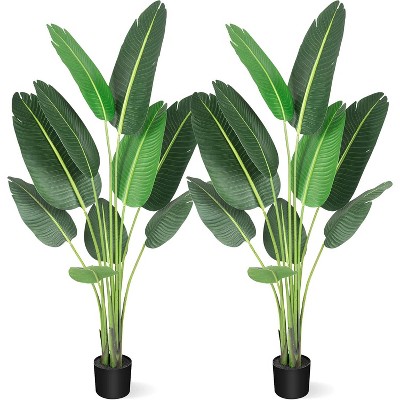 Artificial Bird of Paradise Plant – Realistic Faux Tree with Trunks & Pot, 4/5/6ft Indoor/Outdoor Decor (1 or 2 Pack)