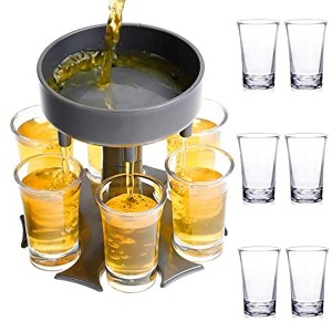 Lexi Home Plastic Liquor Dispenser Holder Set With 6-Shot Acrylic Glasses - 1 of 3
