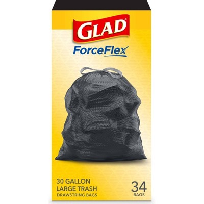 Glad ForceFlex Outdoor Drawstring Trash Bags - Unscented - 30 Gallon