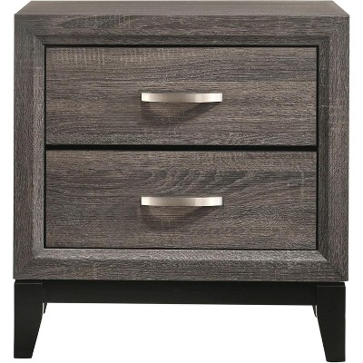 ORRD 2 Drawer Bedroom Nightstand Transitional Style Nightstand Storage Drawers Gray Oak and Black