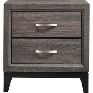 ORRD 2 Drawer Bedroom Nightstand Transitional Style Nightstand Storage Drawers Gray Oak and Black - 1 of 4