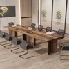 Tribesigns 63" Conference Table, Rectangle Meeting Seminar Table, Distressed Brown - 2 of 2