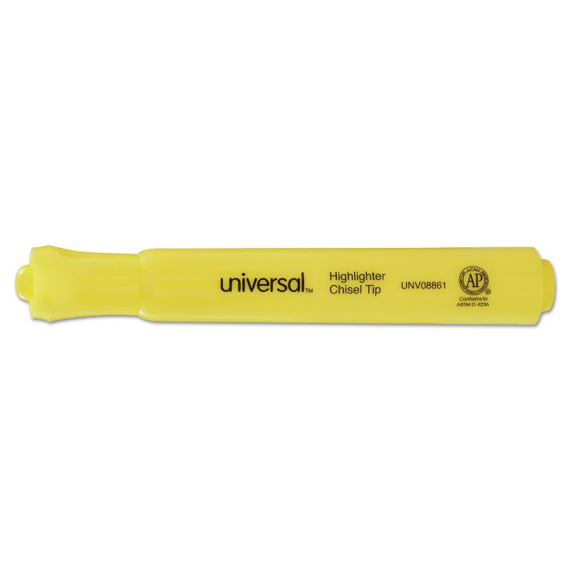 UNIVERSAL Desk Highlighter Chisel Tip Fluorescent Yellow Dozen 08861, 2 of 8