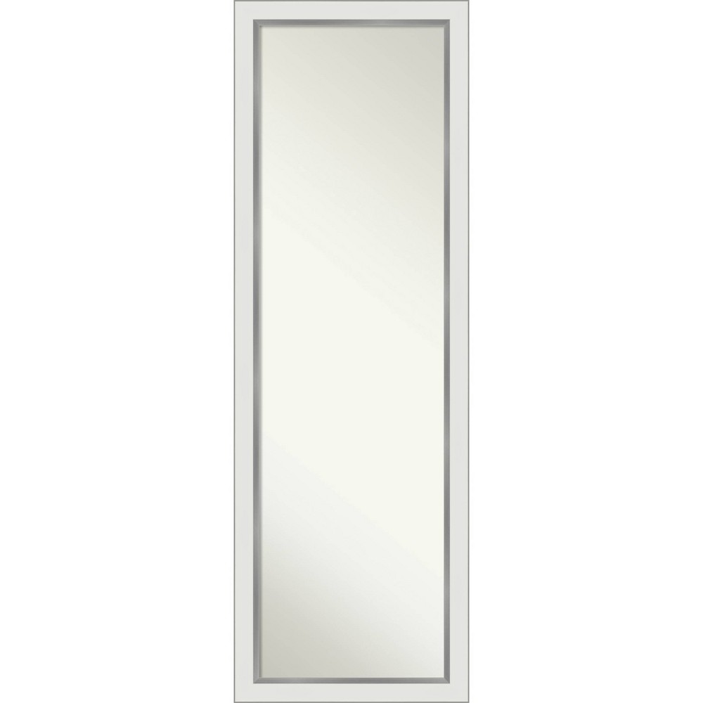 Photos - Wall Mirror 17" x 51" Eva White Silver Framed On the Door Mirror - Amanti Art: Wood Frame, No Assembly Required