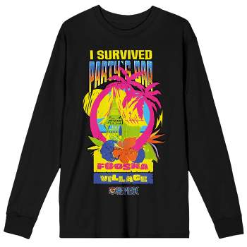 One Piece (Live Action) I Survived Party's Bar Foosha Village Adult Black Long Sleeve Tee