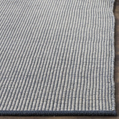 Ivory and Navy Handwoven Cotton Round Rug