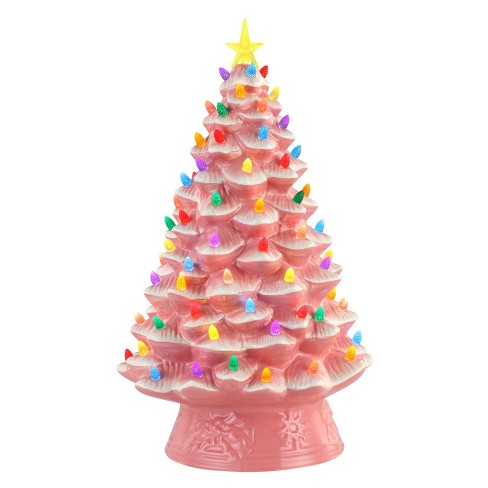 Light up Ceramic Christmas Tree  Small  Star Light Pink 