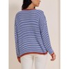 INSPIRE CHIC Women Striped Long Sleeve Drop Shoulder Curved Hem Pullover Top Sweater - 3 of 4