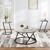 CLIHOME 3 Pieces Modern Abstract Decorative Round Table Set Coffee Tables With Metal Base - 2 of 4