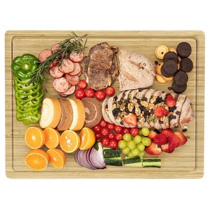 Acacia Wood Noodle Board - Stove Top Cover with Handles, Electric & Gas Stove Compatible, Counter & RV Use, Decorative Tray - 1 of 4