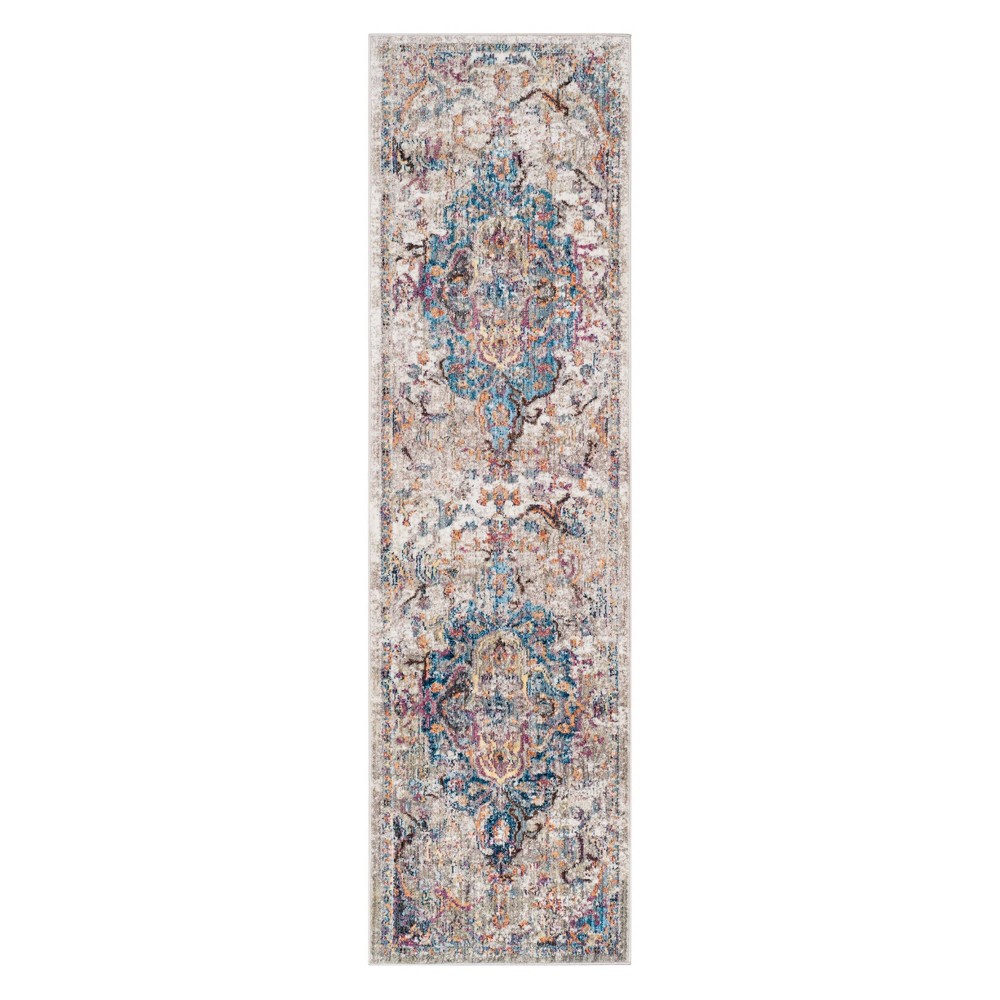 2'3inx6' Medallion Runner Blue/Light Gray - Safavieh