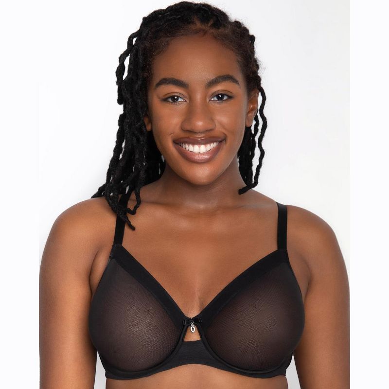 Curvy Couture Womens Sheer Mesh Full Coverage Unlined Underwire Bra, 3 of 11