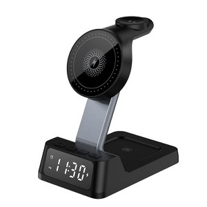 Link 4‑in‑1 Wireless Charging Stand with LED Night Light – Fast Qi Charging for Phone, Smartwatch & Earbuds - Great For Home, Work & Travel - 1 of 4